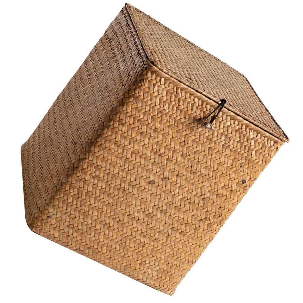 Large Capacity Picnic Basket Straw Woven Bins Storage Boxes Handmade Seagrass Containers Rattan Cases with Lids Home Storage