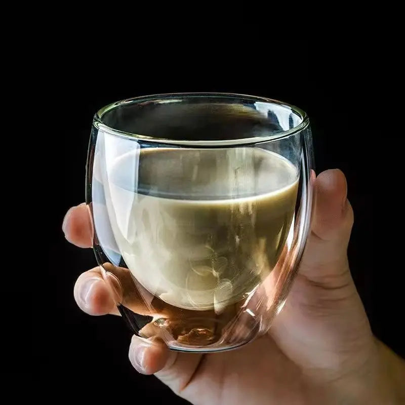 2-12PCS 80ML Double Wall Glass Cup Transparent Handmade Heat Resistant Tea Drink Whisky Wine Set Espresso Coffee Milk Mugs Gift