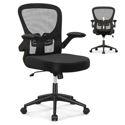 Ergonomischer Bürostuhl Mit Hochklappbaren Armlehnen & Verstellbarer Lendenstütze & Wippfunktion